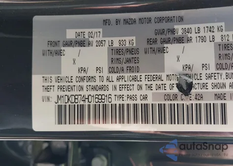 2017 Mazda Cx-3 Sport z USA, uszkodzony, nr VIN JM1DKDB74H0169916